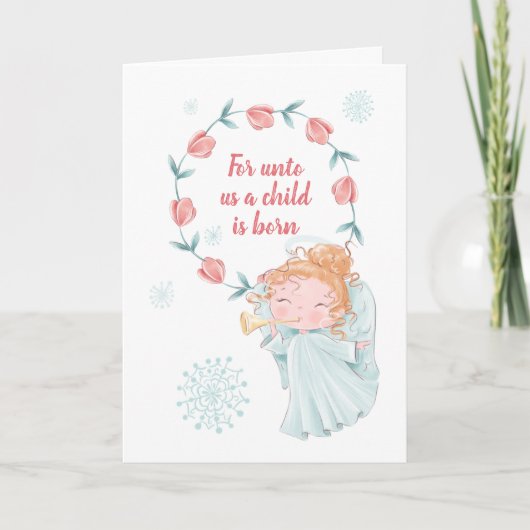 Unto Us Angel Kerstmis Feestdagen Kaart (Voorkant)