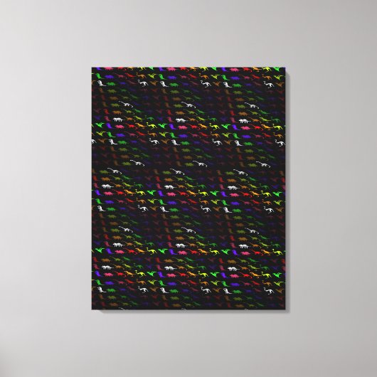 Unusual cool rainbow colorfuel cute dinosaur canvas afdruk (Voorkant)