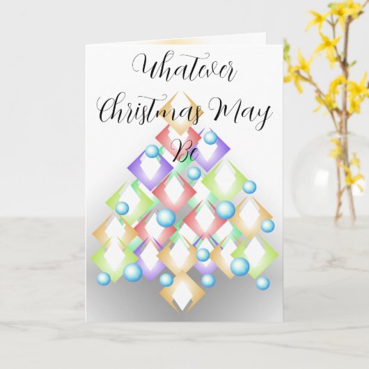 Unusual Minimalist Modern Christmas Tree Greetings Kaart (Gele Bloem)