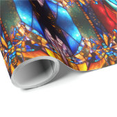 Unusual Vibrant Colorful Patterned Christmas Cadeaupapier (Rol Hoek)