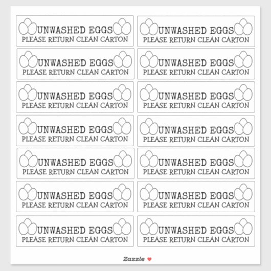 Unwashed Washed Egg Carton Sticker (Vel)