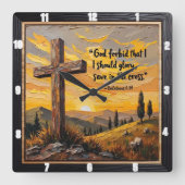 Unwavering Faith: Cross's Enduring Power Vierkante Klok (Voorkant)