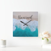 Unwind Ocean Beach Wall Clock Vierkante Klok (Huis)