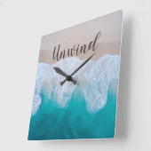 Unwind Ocean Beach Wall Clock Vierkante Klok (Hoek)