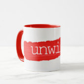 UNWIND tekst op Red Paint Mok (Voorkant links)