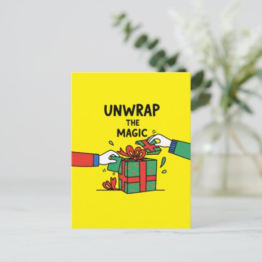Unwrap the Magic Christmas Gift Briefkaart (Staand voorkant)