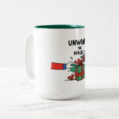 Unwrap the Magic Christmas Gift Tweekleurige Koffiemok (Voorkant links)