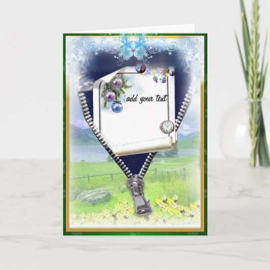 Unzip een nieuw wenskaart ter wereld feestdagen kaart (Voorkant)