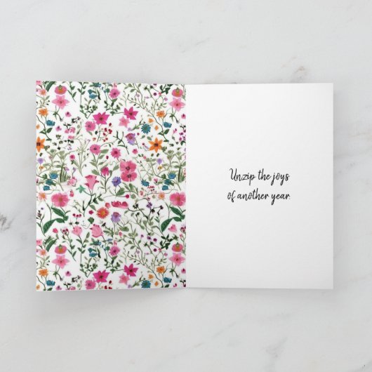Unzipped Rits in Wildflower Pattern voor Verjaarda Kaart (Binnen)