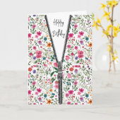 Unzipped Rits in Wildflower Pattern voor Verjaarda Kaart (Gele Bloem)