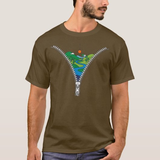 Unzipping Natuur - Minimalistisch Unisex T-shirt (Voorkant)
