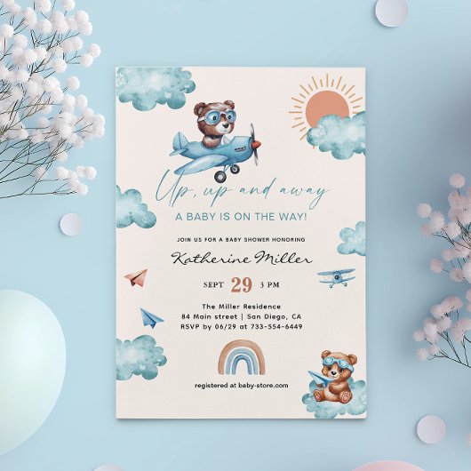 Up and Away Baby shower Aviation | vliegtuig Kaart