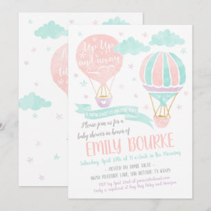 Up and Away Baby shower Hete Luchtballon Kaart