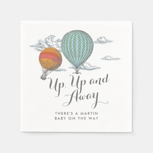 Up and Away Baby shower hete luchtballonnen Servet (Voorkant)