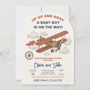 Up and Away Baby shower uitnodiging