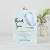 Up and Away Elephant Baby shower Dank je wel kaart (Staand voorkant)