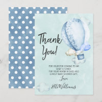 Up and Away Elephant Baby shower Dank je wel kaart
