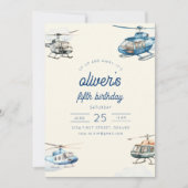 Up and Away Helikopter Vlucht Verjaardag Uitnodige Kaart (Voorkant)