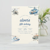 Up and Away Helikopter Vlucht Verjaardag Uitnodige Kaart (Staand voorkant)
