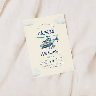 Up and Away Helikopter Vlucht Verjaardag Uitnodige Kaart