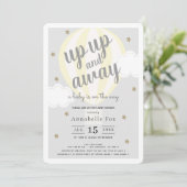 Up and Away Hete Luchtballon Geel Baby shower Kaart (Staand voorkant)