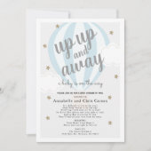 Up and Away Hot Air Balloon Blue Shower per post Kaart (Voorkant)