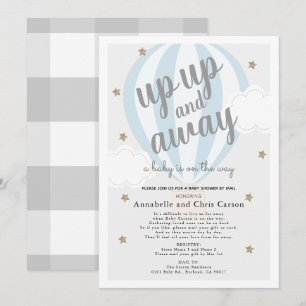 Up and Away Hot Air Balloon Blue Shower per post Kaart