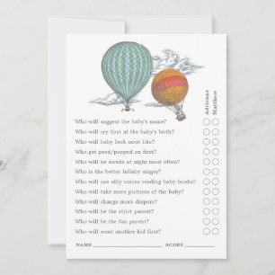 Up and Away Hot Air Balloon Parent Quiz Kaart