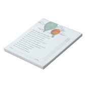 Up and Away  Hot Air Balloon Parent Quiz Notitieblok (Linkerzijde)