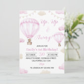 Up and Away Luchtballon Verjaardag uitnodiging (Staand voorkant)