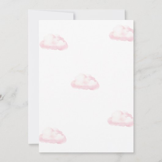 Up and Away Meisje Roze Hete Luchtballon Baby show Kaart (Achterkant)