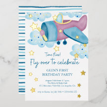 Up and Away Paarse Vliegtuig Verjaardagsjongen