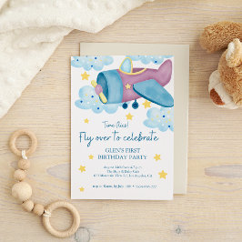 Up and Away Paarse Vliegtuig Verjaardagsjongen Kaart