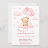 Up and Away Pink Balloon Girl Baby shower Kaart (Voorkant)