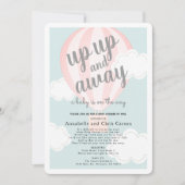 Up and Away Pink Hot Air Balloon Shower per post Kaart (Voorkant)