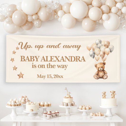 Up and Away Teddy Bear Balloons Baby shower Spandoek