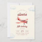 Up and Away Vliegtuig Vlucht Verjaardag Uitnodigen Kaart (Voorkant)