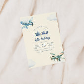 Up and Away Vliegtuig Vlucht Verjaardag Uitnodigen Kaart