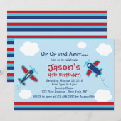 Up and Away Vliegtuigverjaardagsfeestje I Kaart (Voorkant / Achterkant)