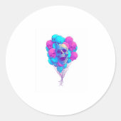 Up and Bone � Funny Floating Skull Ronde Sticker (Voorkant)