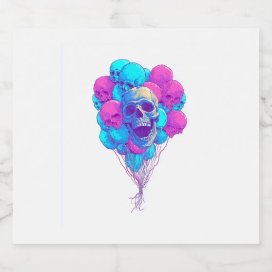 Up and Bone � Funny Floating Skull Sparkling Wijnetiket (Enkel label)