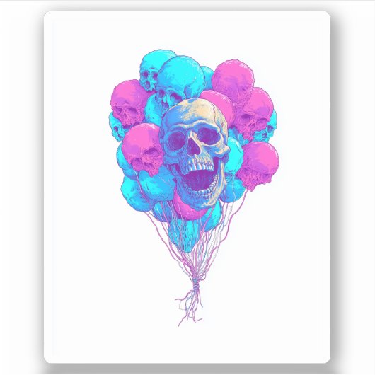 Up and Bone � Funny Floating Skull Sticker (Voorkant)