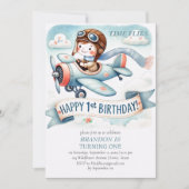 Up & Away 1st Birthday Boy Vliegtuig Kaart (Voorkant)