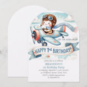 Up & Away 1st Birthday Boy Vliegtuig Kaart (Voorkant / Achterkant)