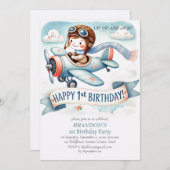 Up & Away 1st Birthday Boy Vliegtuig Kaart (Voorkant / Achterkant)