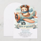 Up & Away 1st Birthday Boy Vliegtuig Kaart (Voorkant / Achterkant)