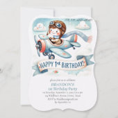 Up & Away 1st Birthday Boy Vliegtuig Kaart (Voorkant)