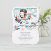 Up & Away 1st Birthday Boy Vliegtuig Kaart (Staand voorkant)