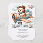 Up & Away 1st Birthday Boy Vliegtuig Kaart (Voorkant / Achterkant)