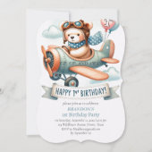 Up & Away 1st Birthday Boy Vliegtuig Kaart (Voorkant)